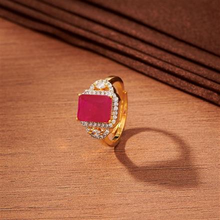 Cubic Zirconia Adjustable Ring With 2 Tone Plating