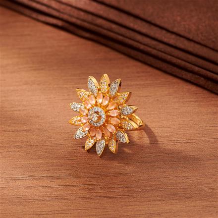 Cubic Zirconia Adjustable Ring With 2 Tone Plating