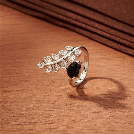 Cubic Zirconia Adjustable Ring With Rhodium Plating