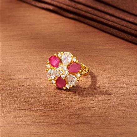 Cubic Zirconia Adjustable Ring With Gold Plating