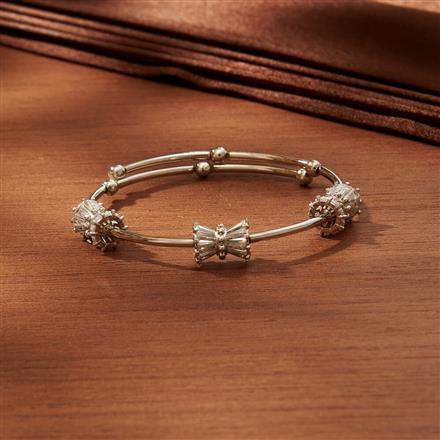 Cubic Zirconia Delicate Kada With Rhodium Gold Plating