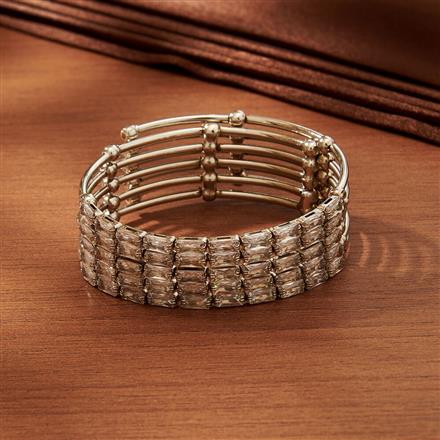 Cubic Zirconia Classic Kada With Rhodium Gold Plating