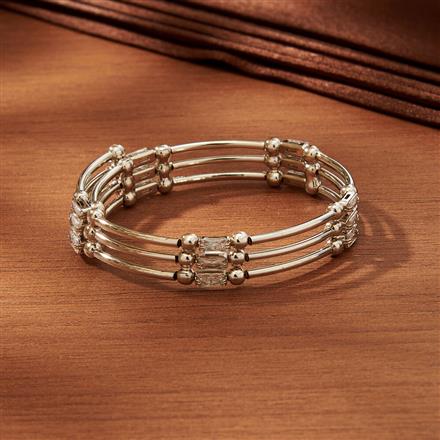 Cubic Zirconia Classic Kada With Rhodium Gold Plating