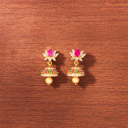 Cubic Zirconia South Indian Jhumki With Gold Plating