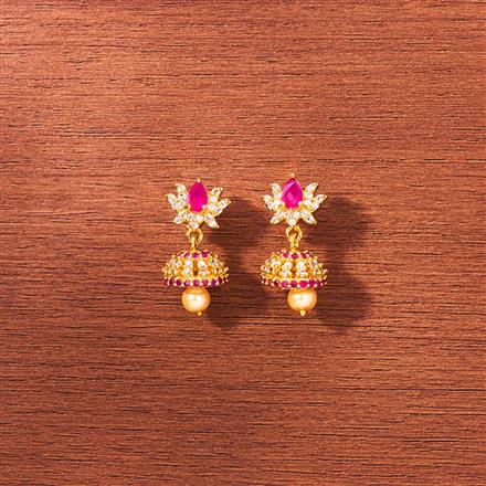 Cubic Zirconia South Indian Jhumki With Gold Plating