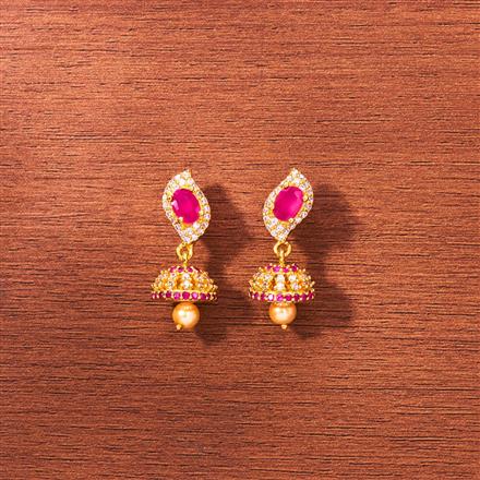Cubic Zirconia South Indian Jhumki With Gold Plating