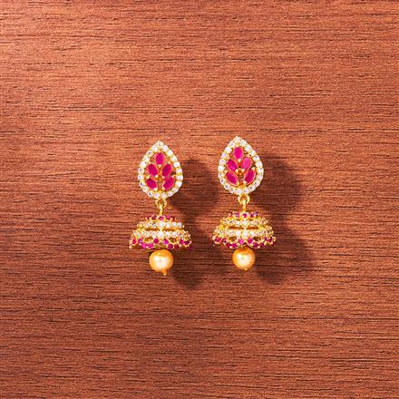 Cubic Zirconia South Indian Jhumki With Gold Plating