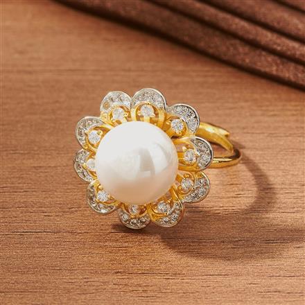 Cubic Zirconia Moti Ring With Gold Rhodium 2 Tone Plating
