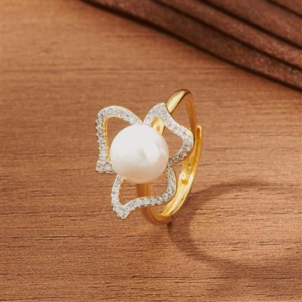 Cubic Zirconia Adjustable Ring With Gold Rhodium 2 Tone Plating