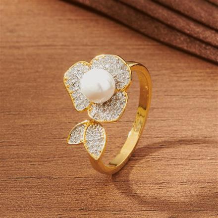 Cubic Zirconia Adjustable Ring With Gold Rhodium 2 Tone Plating