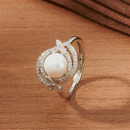 Cubic Zirconia Adjustable Ring With Gold Rhodium 2 Tone Plating