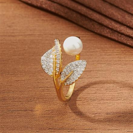 Cubic Zirconia Adjustable Ring With Gold Rhodium 2 Tone Plating