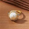 Cubic Zirconia Pearl Ring With Gold Rhodium 2 Tone Plating