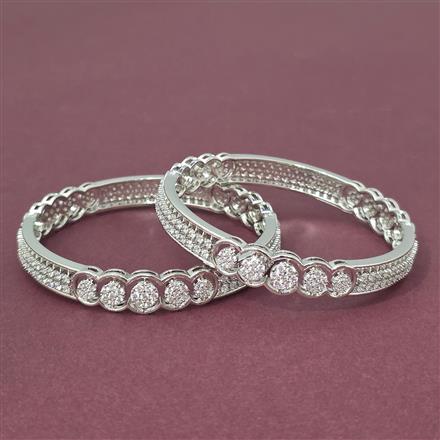 Cubic Zirconia Classic Bangles With 2 Tone Rhodium Plating