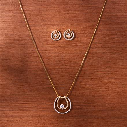 Cubic Zirconia Classic Pendant Set With 2 Tone Plating