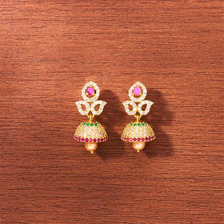 Cubic Zirconia South Indian Jhumki With Gold Plating