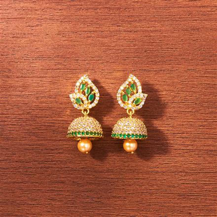Cubic Zirconia South Indian Jhumki With Gold Plating