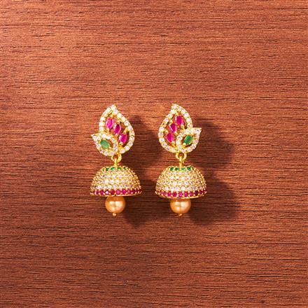 Cubic Zirconia South Indian Jhumki With Gold Plating