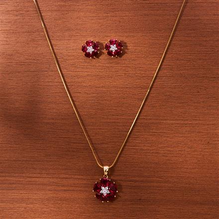 Cubic Zirconia Classic Pendant Set With 2 Tone Plating