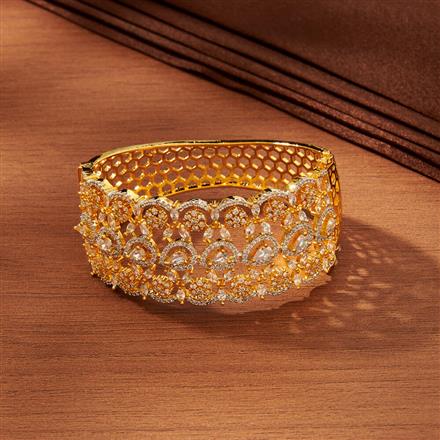 Cubic Zirconia Broad Kada With Gold Rhodium Plating