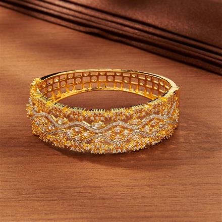 Cubic Zirconia Classic Kada With Gold Rhodium Plating