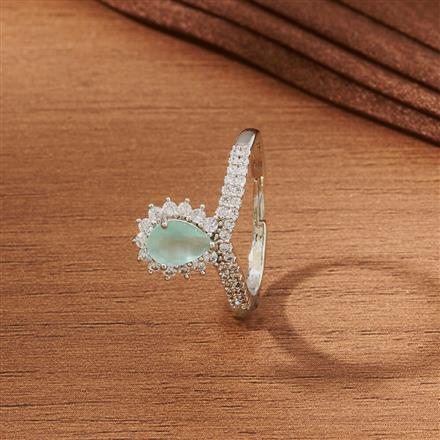 Cubic Zirconia Adjustable Ring With Rhodium Plating