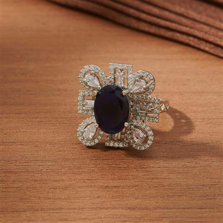 Cubic Zirconia Adjustable Ring With Rhodium Plating