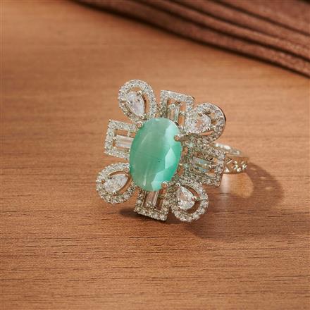 Cubic Zirconia Adjustable Ring With Rhodium Plating