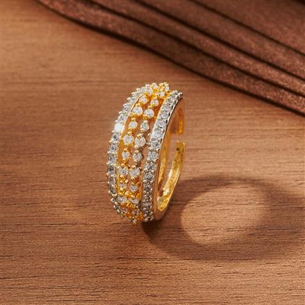 Cubic Zirconia Adjustable Ring With Gold Rhodium Plating