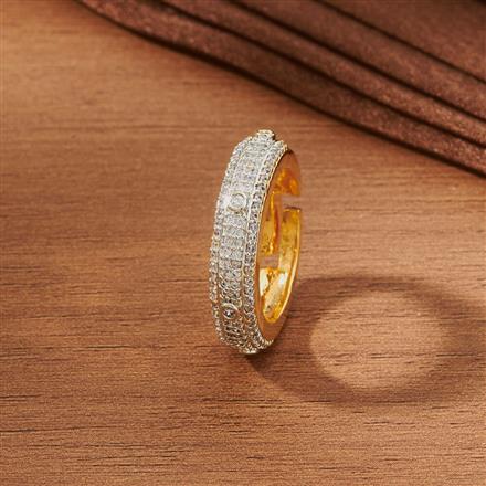 Cubic Zirconia Adjustable Ring With Gold Rhodium Plating
