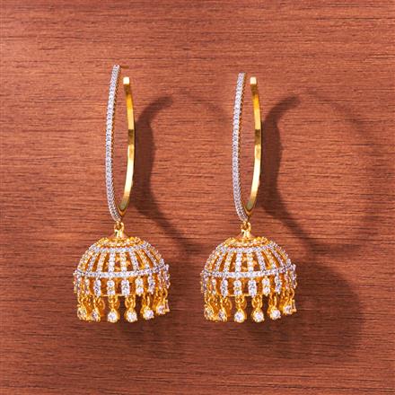 Cubic Zirconia Bali Jhumki With Gold Rhodium Plating
