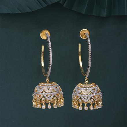 Cubic Zirconia Bali Jhumki With Gold Rhodium Plating