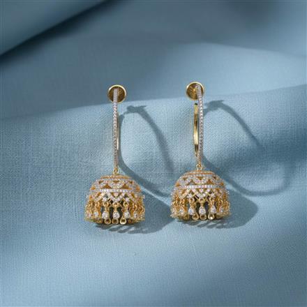 Cubic Zirconia Bali Jhumki With Gold Rhodium Plating