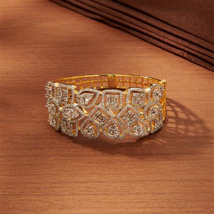 Cubic Zirconia Broad Kada With Gold Rhodium Plating