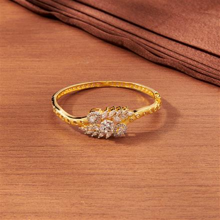 Cubic Zirconia Classic Kada With Gold Rhodium Plating