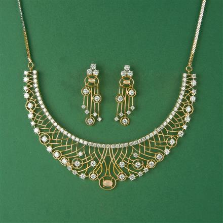 Cubic Zirconia Classic Necklace Set With 2 Tone Plating