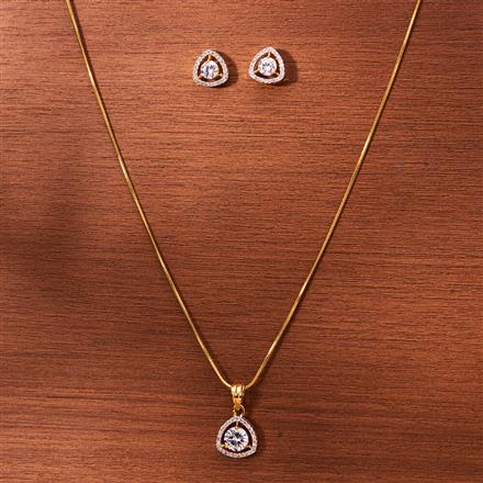 Cubic Zirconia Classic Pendant Set With 2 Tone Plating