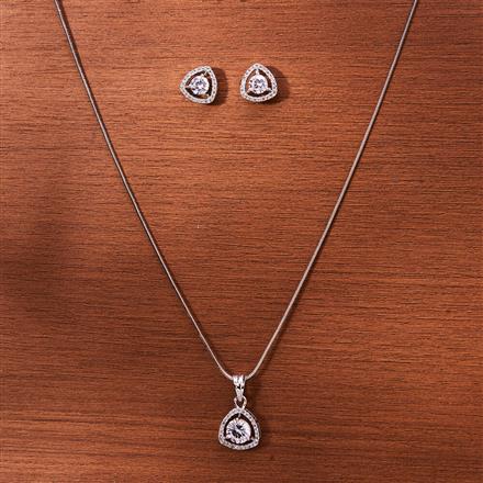 Cubic Zirconia Classic Pendant Set With Rhodium Plating