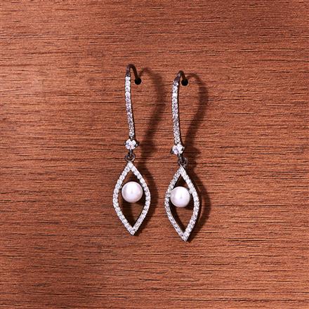 Cubic Zirconia Delicate Bali With Rhodium Black 2 Tone Plating