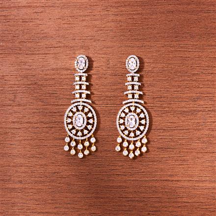 Cubic Zirconia Classic Earring With Gold Rhodium Plating