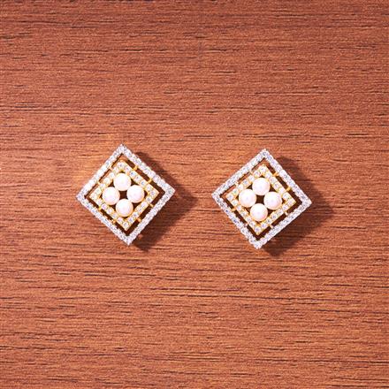 Cubic Zirconia Pearl Tops With Rhodium Black 2 Tone Plating