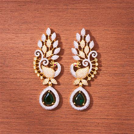 Cubic Zirconia Peacock Earring With 2 Tone Plating