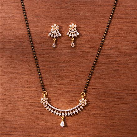 Cubic Zirconia Tanmaniya Mangalsutra With 2 Tone Plating