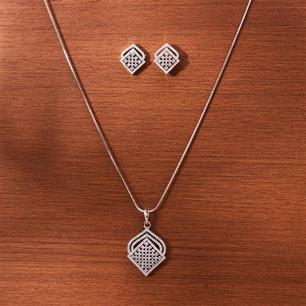 Cubic Zirconia Classic Pendant Set With Rhodium Plating