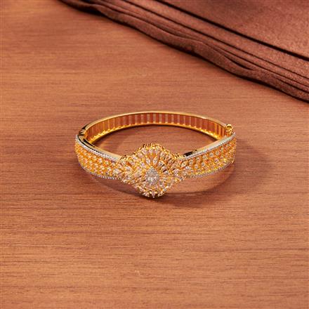 Cubic Zirconia Openable Kada With Gold Rhodium Plating