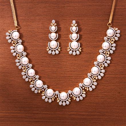 Cubic Zirconia Moti Necklace With 2 Tone Plating