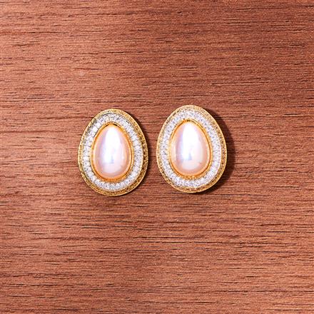 Cubic Zirconia Pearl Tops With Gold Rhodium Plating