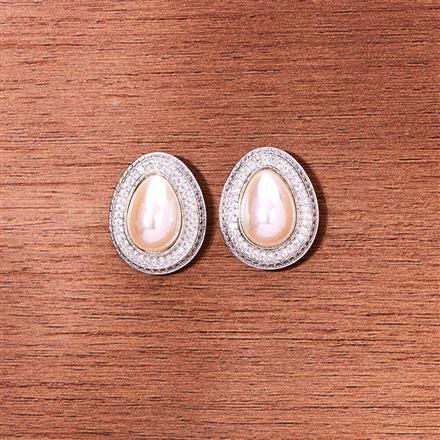 Cubic Zirconia Pearl Tops With Gold Rhodium Plating