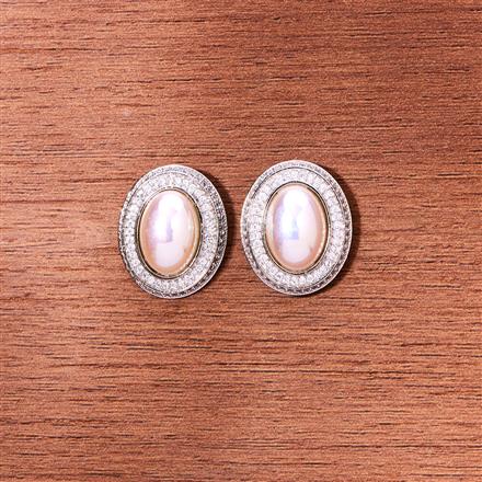 Cubic Zirconia Pearl Tops With Gold Rhodium Plating