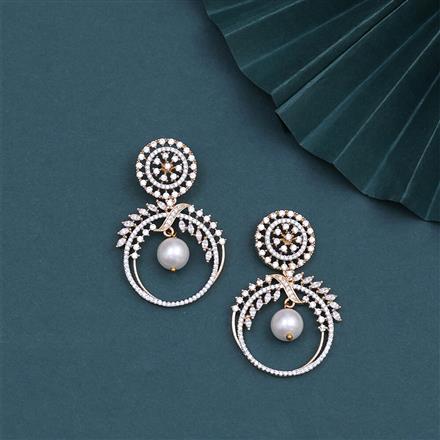 Cubic Zirconia Classic Earring With Gold Rhodium Plating